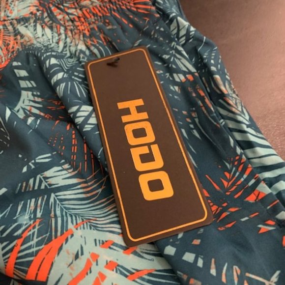 HodoSports Men's Multi-Color Jungle Leaves Drawstring Waist Swim Trunks XXL NWT - Picture 4 of 5